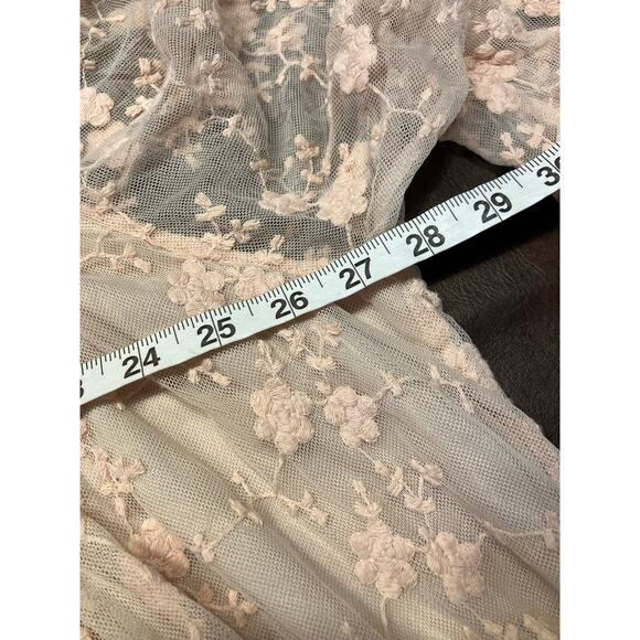 Suzanne Betro Blush Lace Embroidered Mesh Peasant Top 4X Floral Sheer Boho - Picture 10 of 12